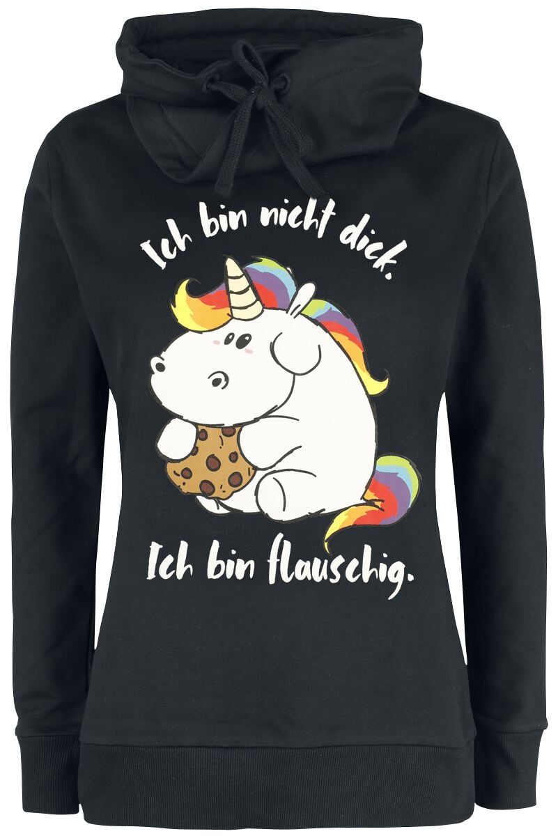 Sweat-shirt Unicorn de Chubby Unicorn - Ich bin nicht dick. Ich bin flauschig. - S - pour Femme - noir - Chubby Unicorn