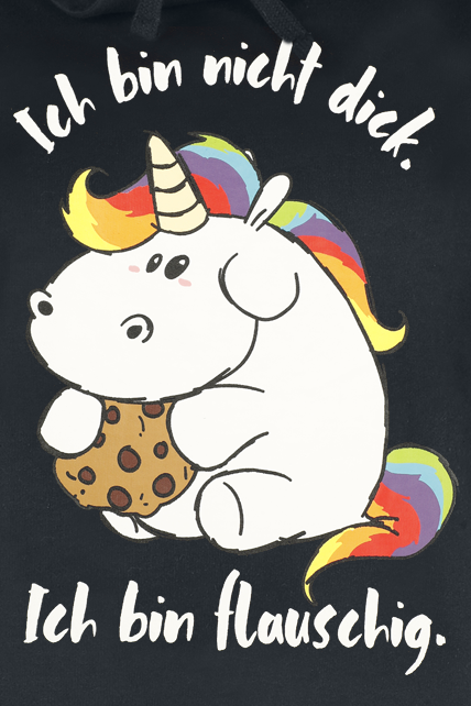 Sweat-shirt Unicorn de Chubby Unicorn - Ich bin nicht dick. Ich bin flauschig. - S - pour Femme - noir - Chubby Unicorn - View 2