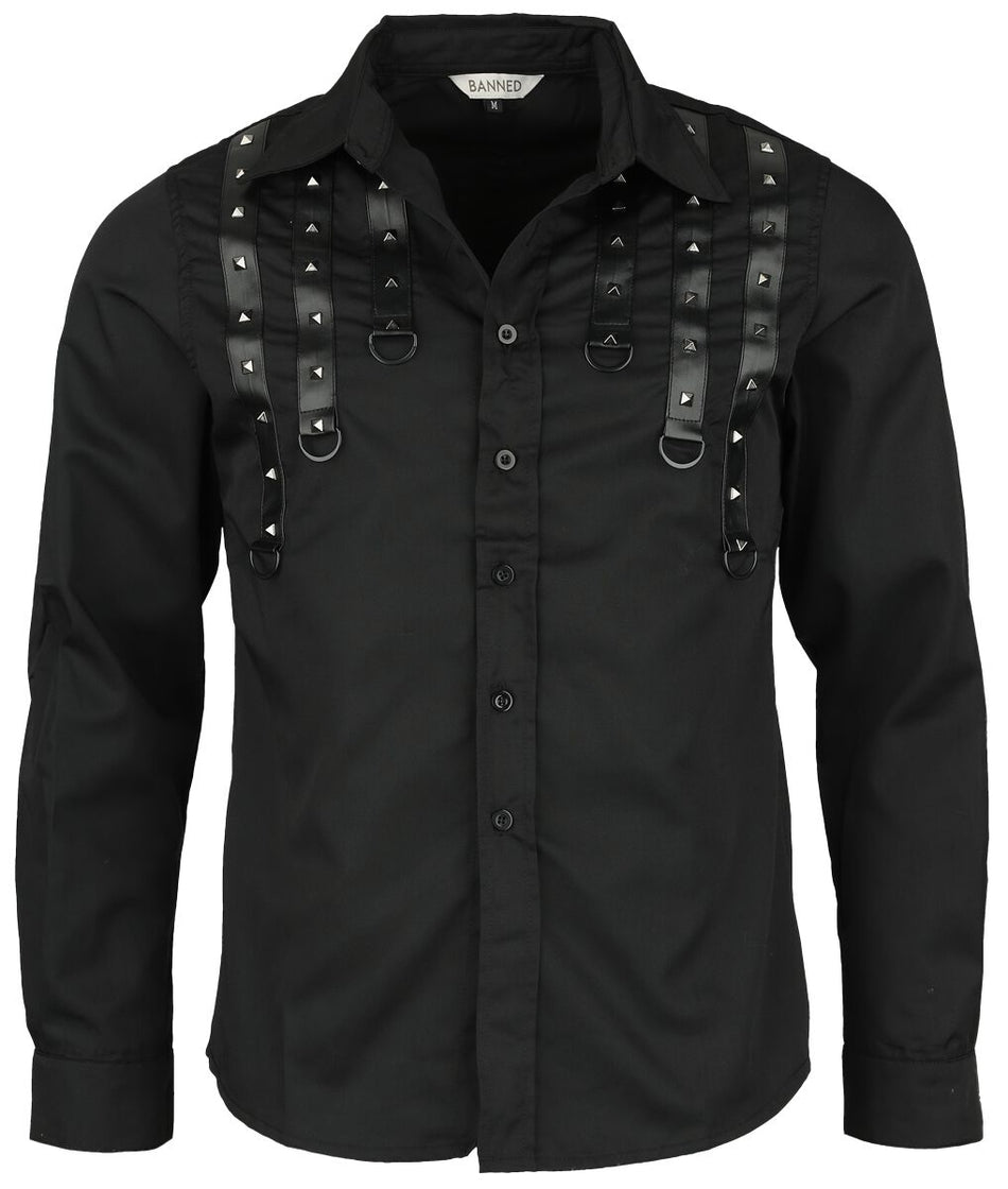 Chemise manches longues Gothic de Banned Alternative - T-shirt Andras - S à 5XL - pour Homme - noir - Banned Alternative