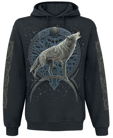 Sweat-shirt à capuche  de Spiral - Loup Celtique - S à 4XL - pour Homme - noir - Spiral