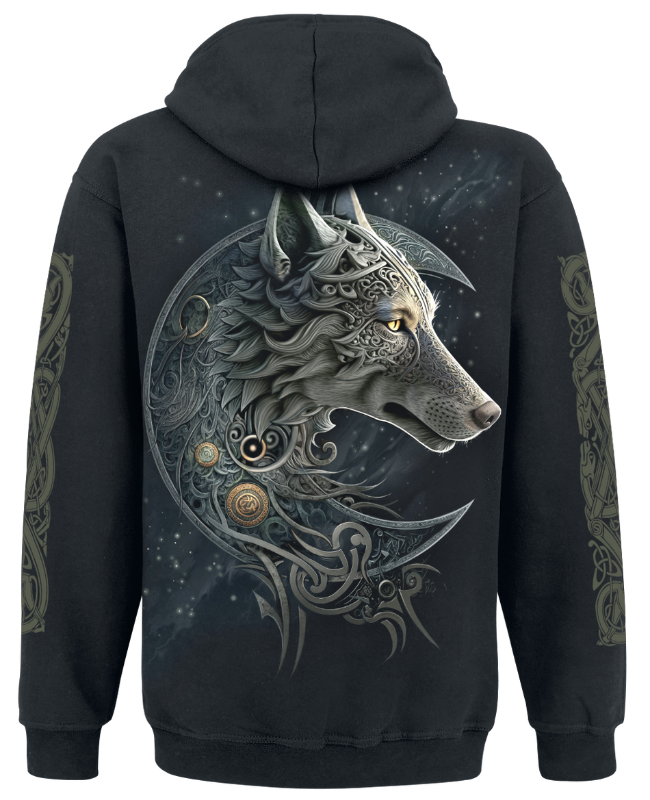 Sweat-shirt à capuche  de Spiral - Loup Celtique - M à 3XL - pour Homme - noir - Spiral - View 2