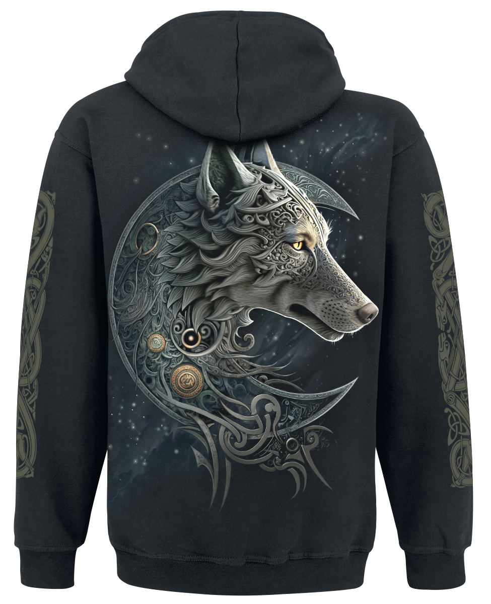 Sweat-shirt à capuche  de Spiral - Loup Celtique - S à 4XL - pour Homme - noir - Spiral - View 2