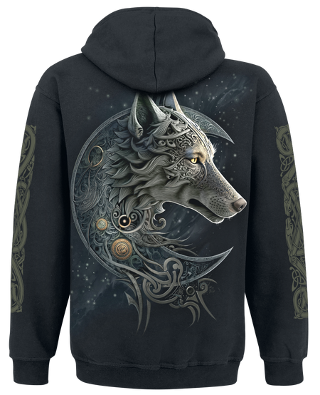 Sweat-shirt à capuche  de Spiral - Loup Celtique - S à 4XL - pour Homme - noir - Spiral - View 2