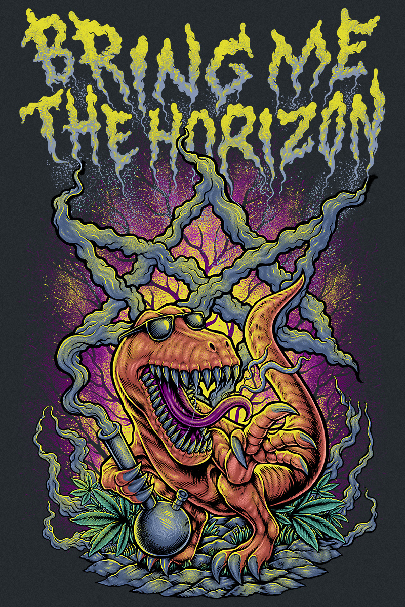 T-Shirt Manches courtes  de Bring Me The Horizon - Smoking Dinosaur - S à XXL - pour Homme - noir - Bring Me The Horizon - View 2