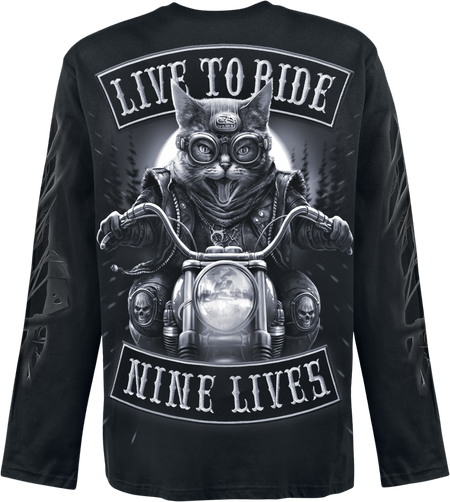 T-shirt manches longues  de Spiral - Nine Lives - M à XXL - pour Homme - noir - Spiral - View 2