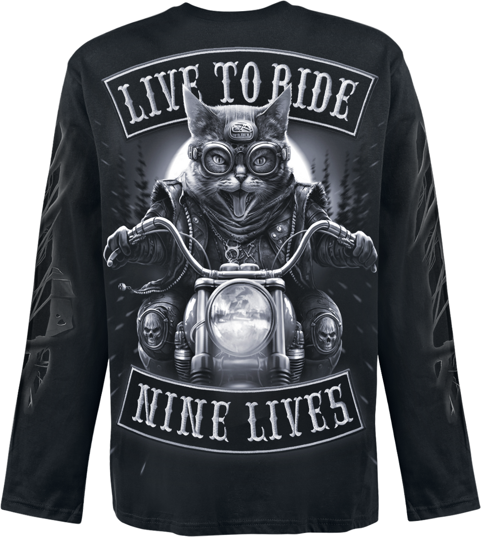 T-shirt manches longues  de Spiral - Nine Lives - M à XXL - pour Homme - noir - Spiral - View 2