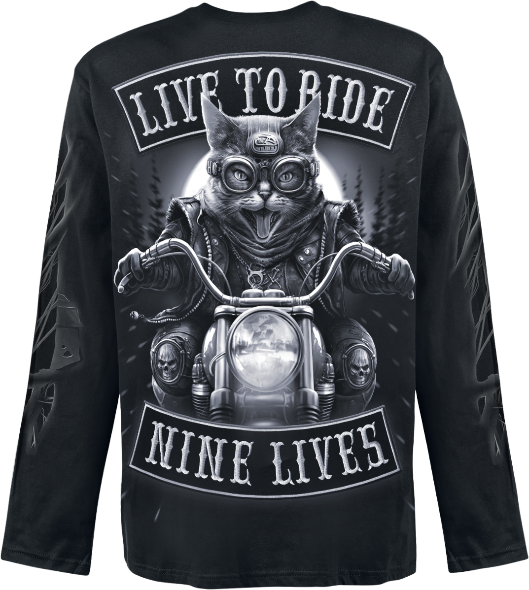 T-shirt manches longues  de Spiral - Nine Lives - M à XXL - pour Homme - noir - Spiral - View 2