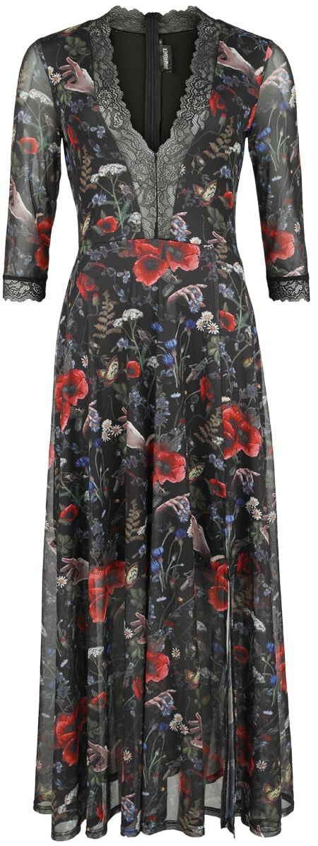 Robe longue Rockabilly de Jawbreaker - Robe Longue Night Meadow - XS à XL - pour Femme - multicolore - Jawbreaker