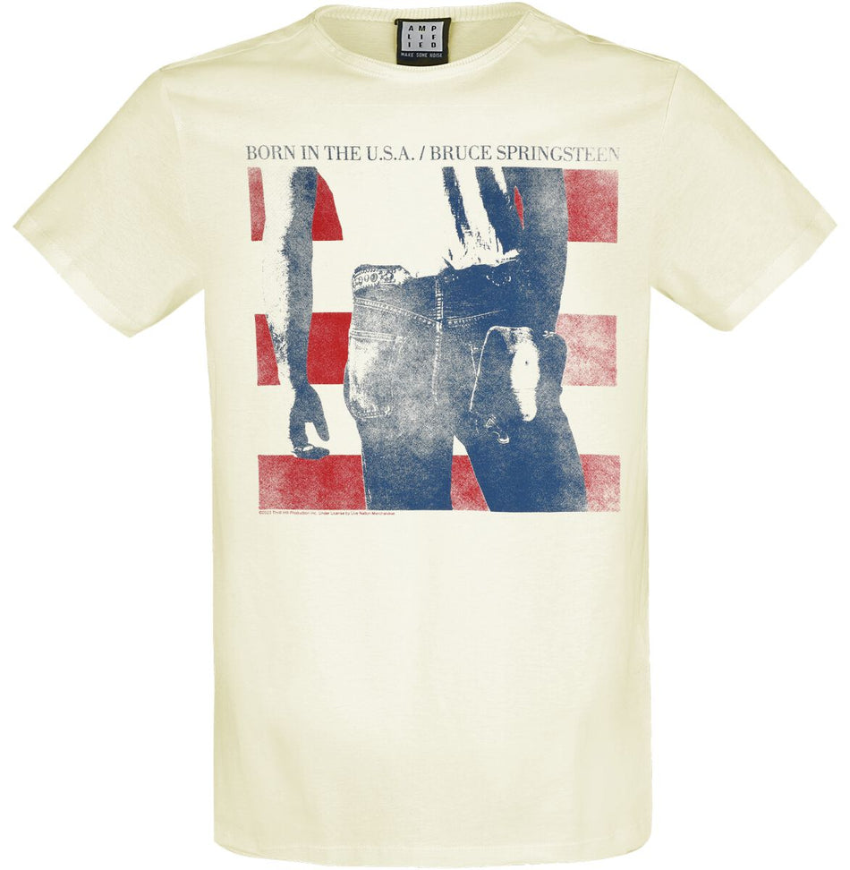 T-Shirt Manches courtes  de Bruce Springsteen - Amplified Collection - Born In The USA - S à XXL - pour Homme - blanc cassé - Bruce Springsteen