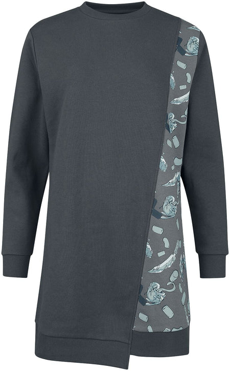 Robe courte  de RED by EMP - Robe sweat coupe asymétrique - S à L - pour Femme - gris foncé - RED by EMP