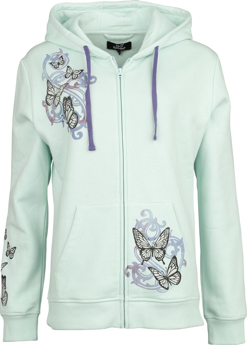 Sweat-shirt zippé à capuche  de Full Volume by EMP - Veste à Capuche - Crânes & Papillons - S à XXL - pour Femme - menthe - Full Volume by EMP