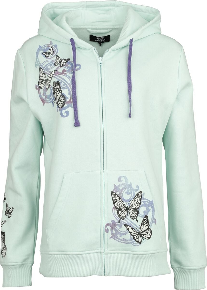 Sweat-shirt zippé à capuche  de Full Volume by EMP - Papillons & Crânes - Sweat Zippé - S à XXL - pour Femme - menthe - Full Volume by EMP