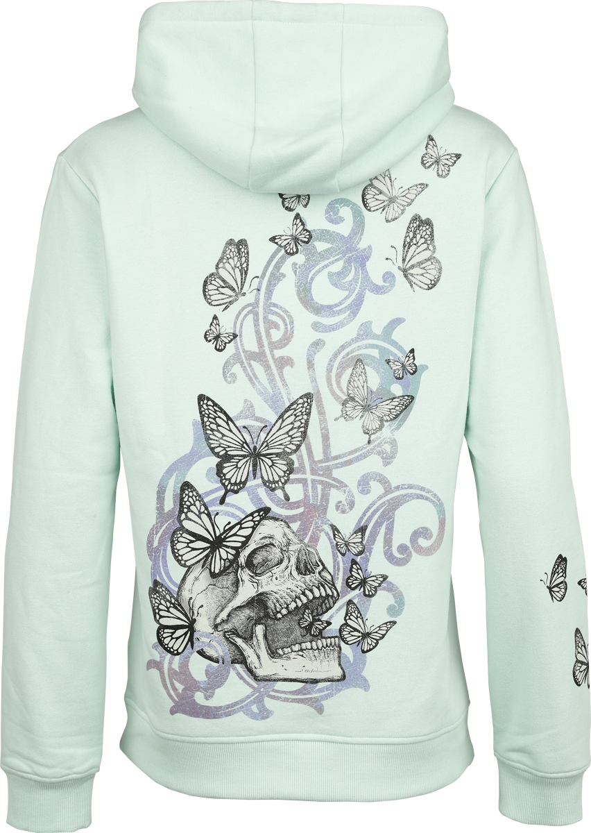 Sweat-shirt zippé à capuche  de Full Volume by EMP - Papillons & Crânes - Sweat Zippé - S à XXL - pour Femme - menthe - Full Volume by EMP - View 2