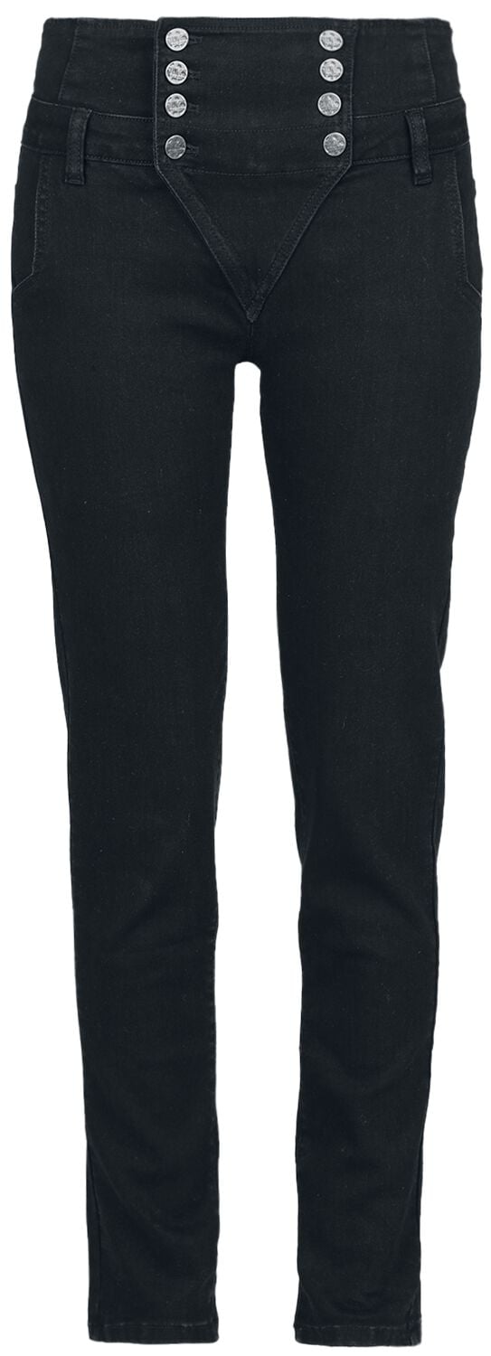 Pantalon en toile  de Black Premium by EMP - Double Button Placket Jeans - W27L32 à W29L32 - pour Femme - noir - Black Premium by EMP