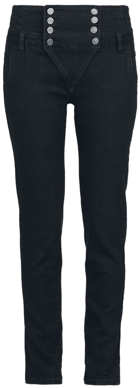 Pantalon en toile  de Black Premium by EMP - Double Button Placket Jeans - W27L32 à W29L32 - pour Femme - noir - Black Premium by EMP