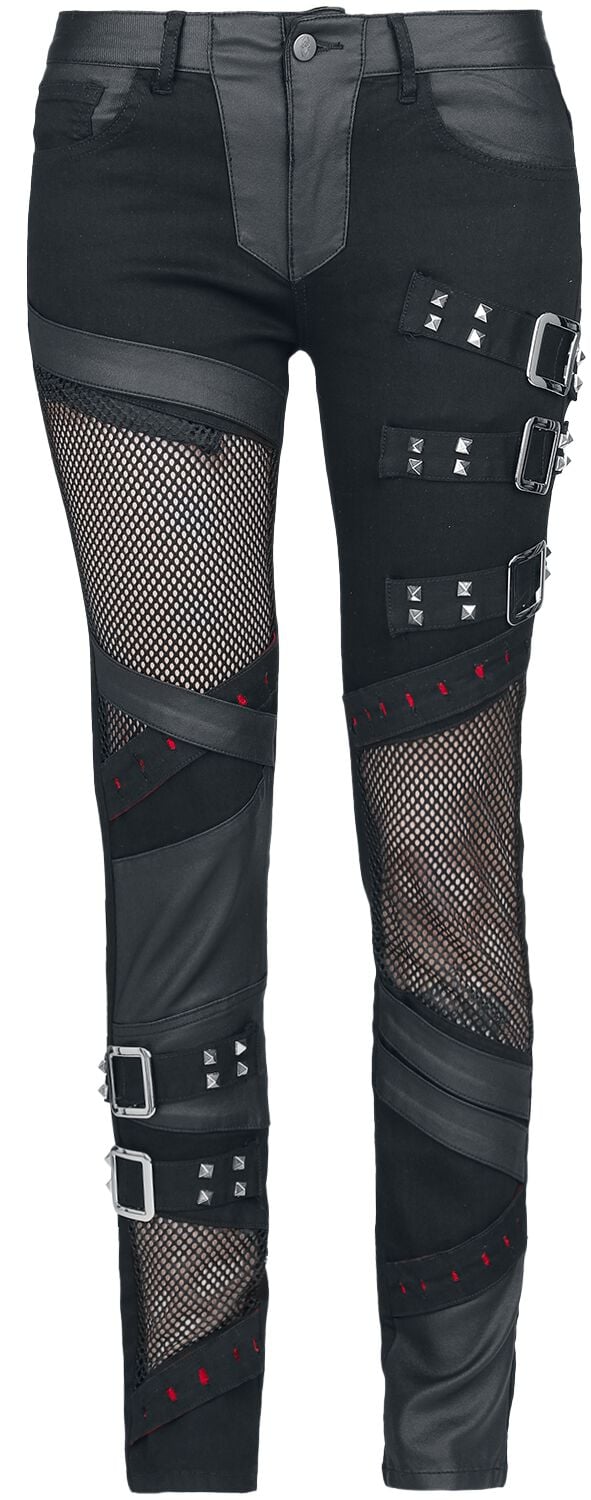 Jean Gothic de Gothicana by EMP - Jeans with Mesh Details - W27L30 à W31L32 - pour Femme - noir - Gothicana by EMP