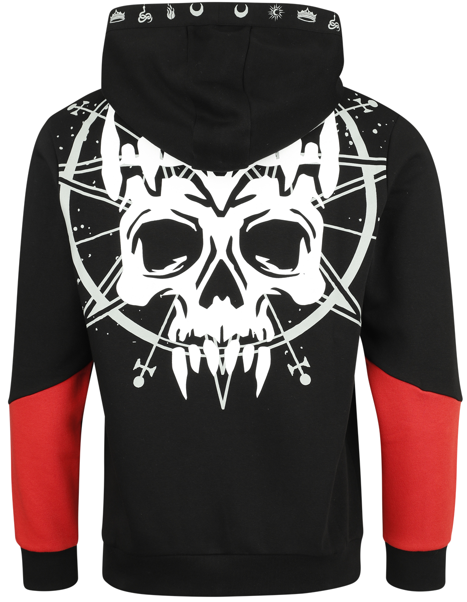 Sweat-shirt à capuche Gaming de Diablo - Diablo 4 - Signes - S à M - pour Homme - noir/rouge - Diablo - View 2