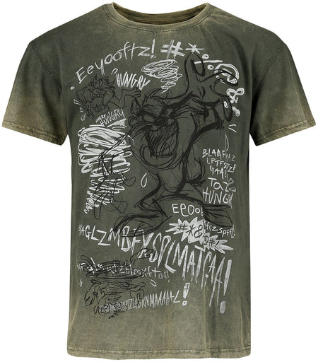 T-Shirt Manches courtes  de Looney Tunes - Tasmanian Devil - S à M - pour Homme - vert - Looney Tunes