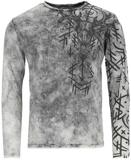 T-shirt manches longues  de Black Premium by EMP - Haut manches longues imprimés runes - S à XXL - pour Homme - gris - Black Premium by EMP