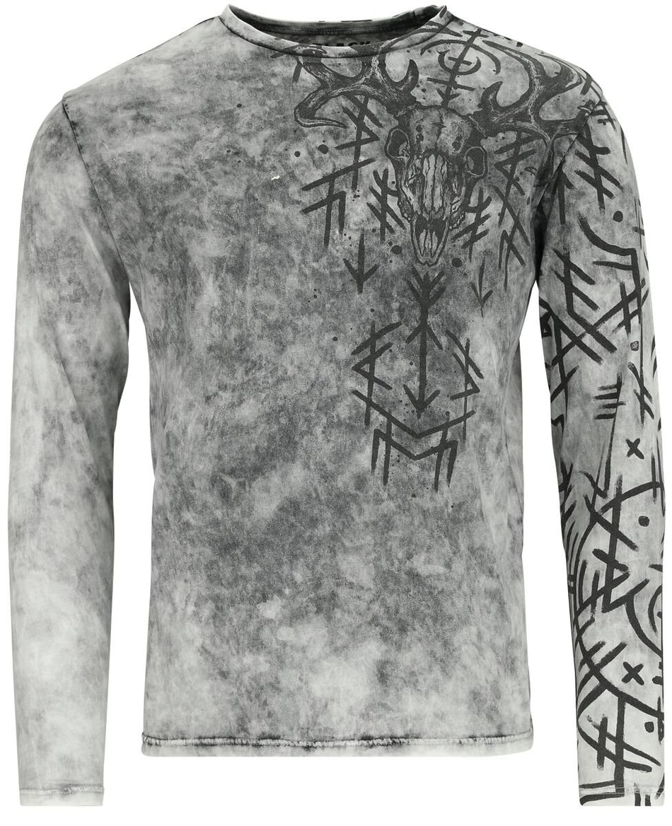 T-shirt manches longues  de Black Premium by EMP - Haut manches longues imprimés runes - S à XXL - pour Homme - gris - Black Premium by EMP