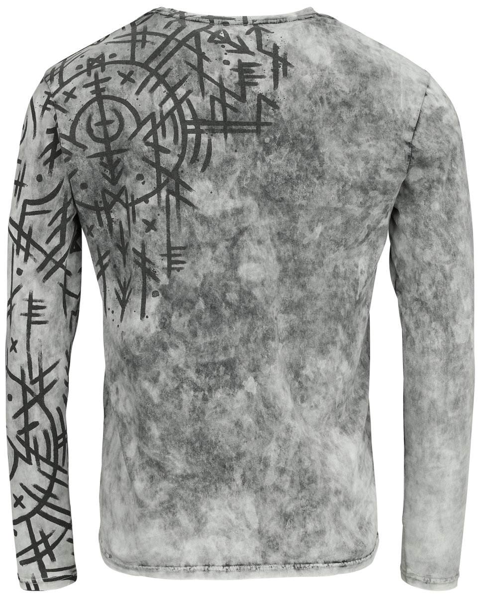 T-shirt manches longues  de Black Premium by EMP - Haut manches longues imprimés runes - S à XXL - pour Homme - gris - Black Premium by EMP - View 2