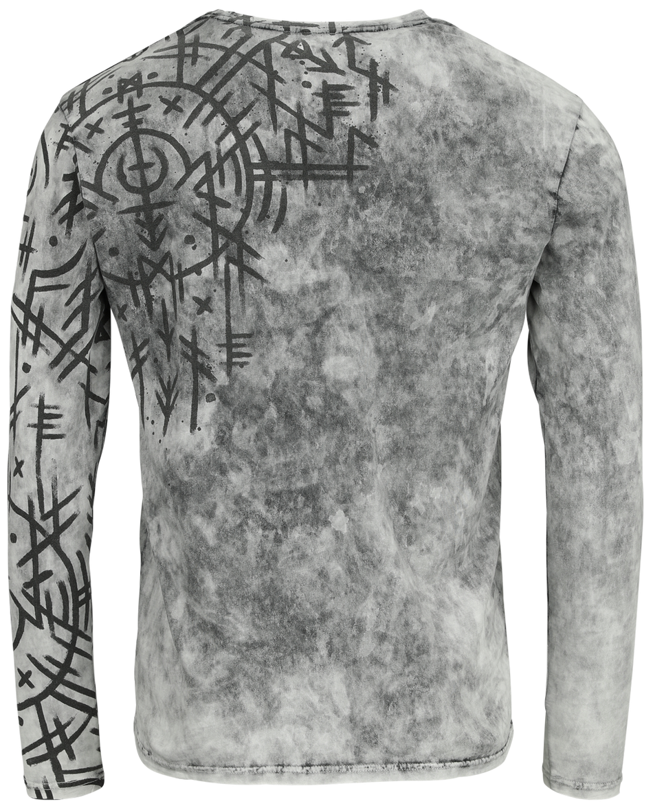 T-shirt manches longues  de Black Premium by EMP - Haut manches longues imprimés runes - S à XXL - pour Homme - gris - Black Premium by EMP - View 2