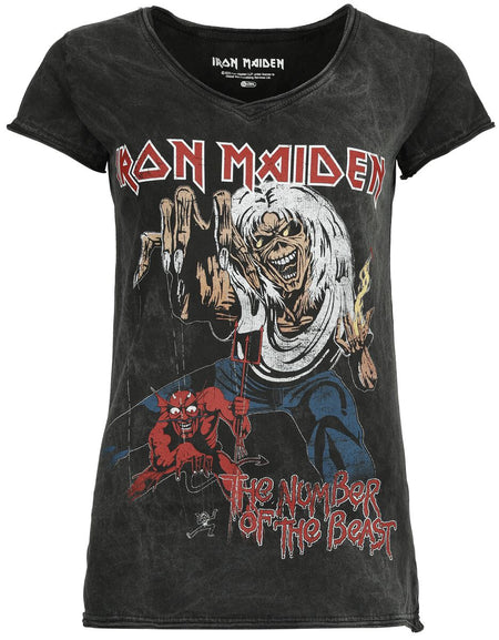 T-Shirt Manches courtes  de Iron Maiden - The Number Of The Beast - S à 4XL - pour Femme - noir - Iron Maiden