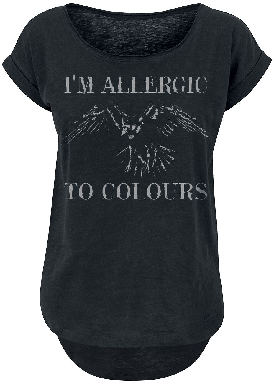 T-Shirt Manches courtes Fun de Slogans - Allergic To Colours - S à 5XL - pour Femme - noir - Slogans