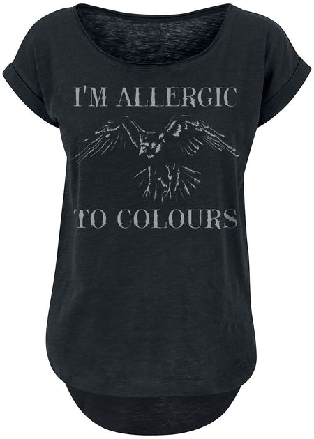T-Shirt Manches courtes Fun de Slogans - Allergic To Colours - S à 5XL - pour Femme - noir - Slogans