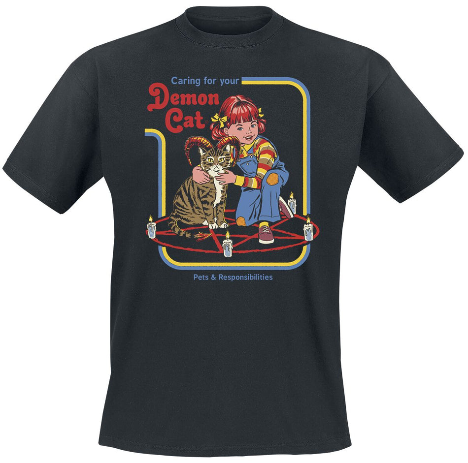 T-Shirt Manches courtes Fun de Steven Rhodes - Demon Cat - S à 4XL - pour Homme - noir - Steven Rhodes