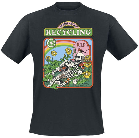 T-Shirt Manches courtes Fun de Steven Rhodes - Learn About Recycling - S à 4XL - pour Homme - noir - Steven Rhodes