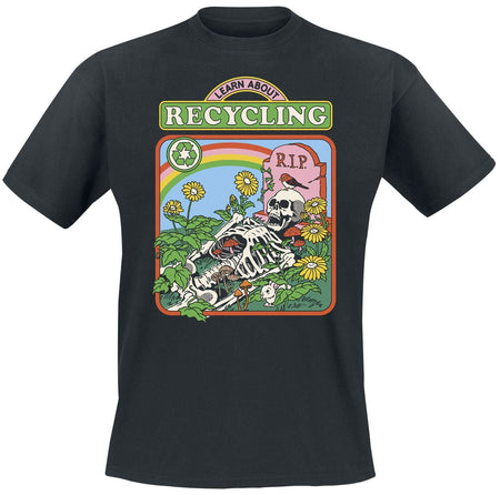 T-Shirt Manches courtes Fun de Steven Rhodes - Learn About Recycling - S à 4XL - pour Homme - noir - Steven Rhodes