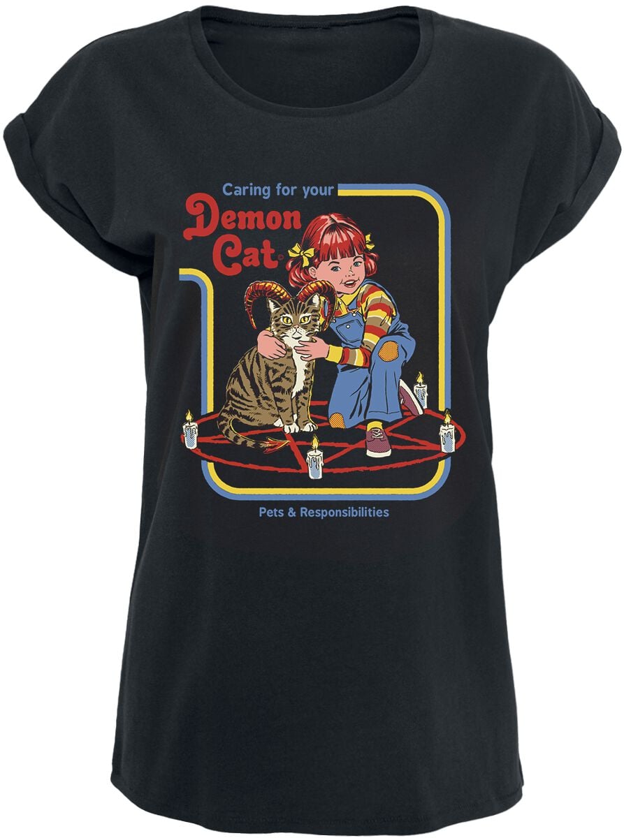 T-Shirt Manches courtes Fun de Steven Rhodes - Demon Cat - S à 5XL - pour Femme - noir - Steven Rhodes