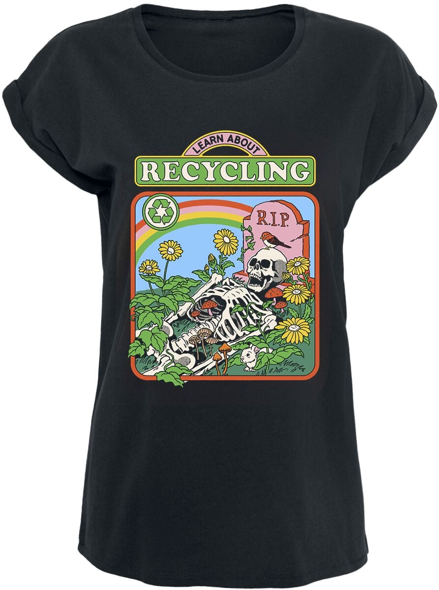 T-Shirt Manches courtes Fun de Steven Rhodes - Learn About Recycling - S à 5XL - pour Femme - noir - Steven Rhodes