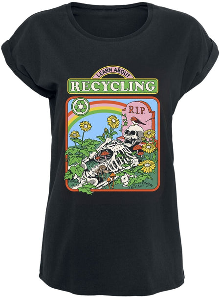 T-Shirt Manches courtes Fun de Steven Rhodes - Learn About Recycling - S à 5XL - pour Femme - noir - Steven Rhodes