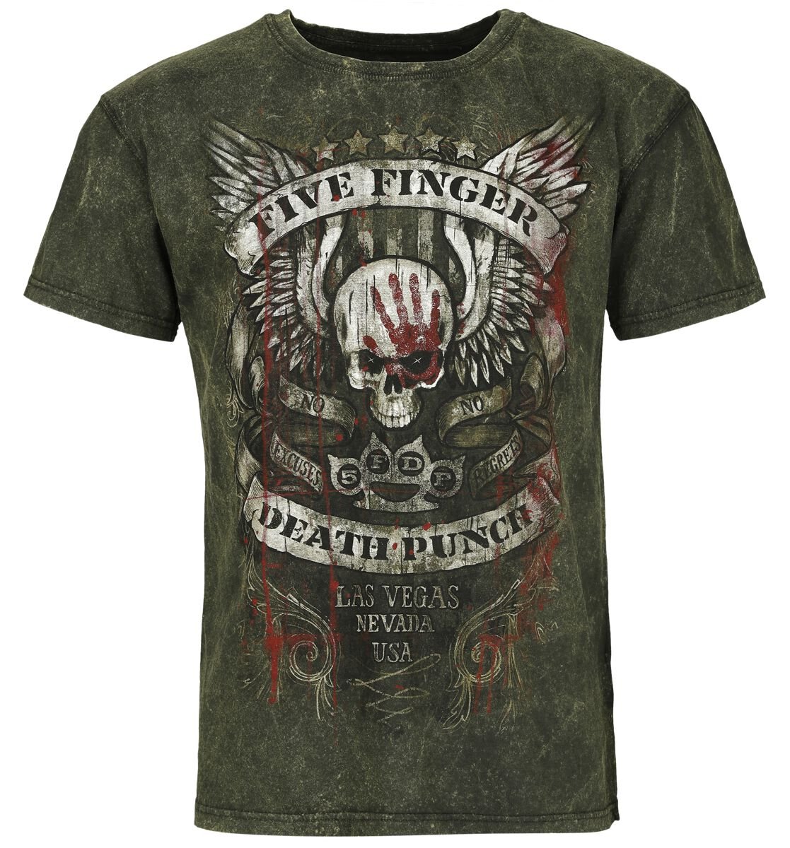 T-Shirt Manches courtes  de Five Finger Death Punch - No Regrets - S à 4XL - pour Homme - gris/marron - Five Finger Death Punch