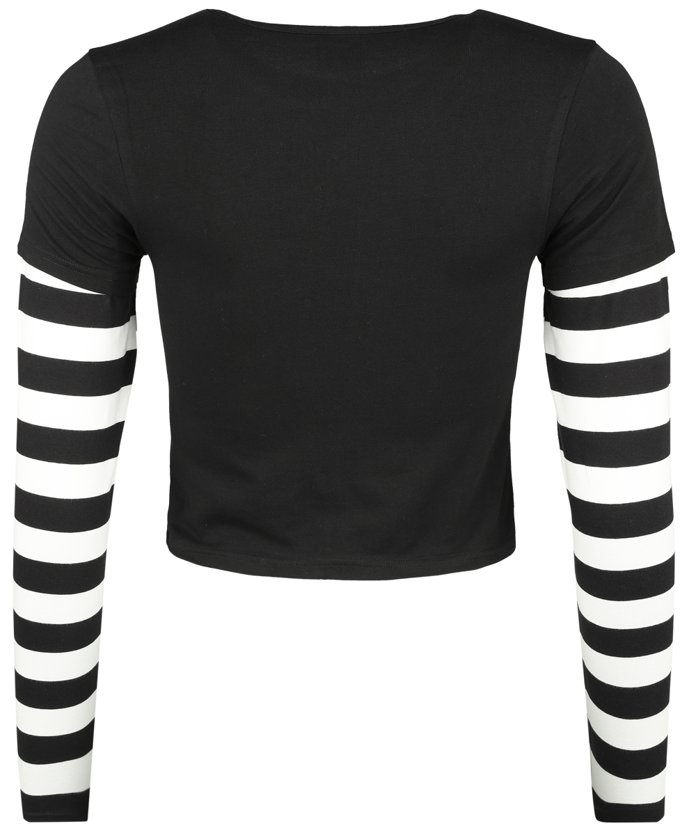 T-shirt manches longues Gothic de Wednesday - Socially Distant - L à XXL - pour Femme - noir/blanc - Wednesday - View 2