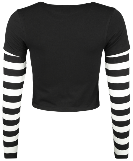 T-shirt manches longues Gothic de Wednesday - Socially Distant - L à XXL - pour Femme - noir/blanc - Wednesday - View 2