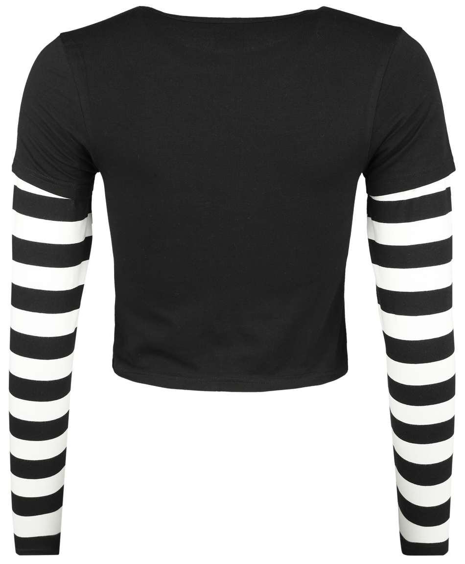 T-shirt manches longues Gothic de Wednesday - Socially Distant - L à XXL - pour Femme - noir/blanc - Wednesday - View 2