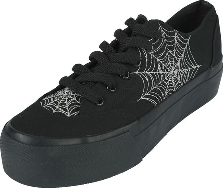 Baskets Gothic de Gothicana by EMP - Baskets Basses Plateforme Broderies Toiles d'Araignées - EU37 à EU41 - pour Femme - noir - Gothicana by EMP
