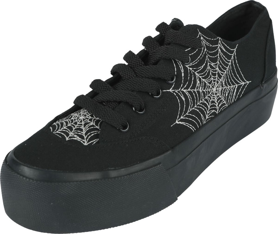 Baskets Gothic de Gothicana by EMP - Baskets Basses Plateforme Broderies Toiles d'Araignées - EU37 à EU41 - pour Femme - noir - Gothicana by EMP