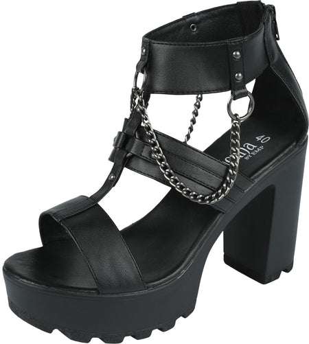 Talons hauts Gothic de Gothicana by EMP - High Heels With Chains And Rivets - EU39 à EU41 - pour Femme - noir - Gothicana by EMP