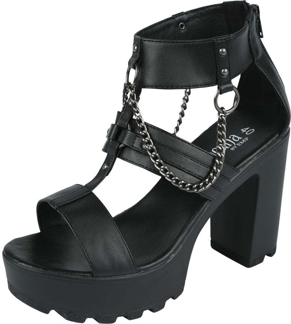 Talons hauts Gothic de Gothicana by EMP - High Heels With Chains And Rivets - EU39 à EU41 - pour Femme - noir - Gothicana by EMP
