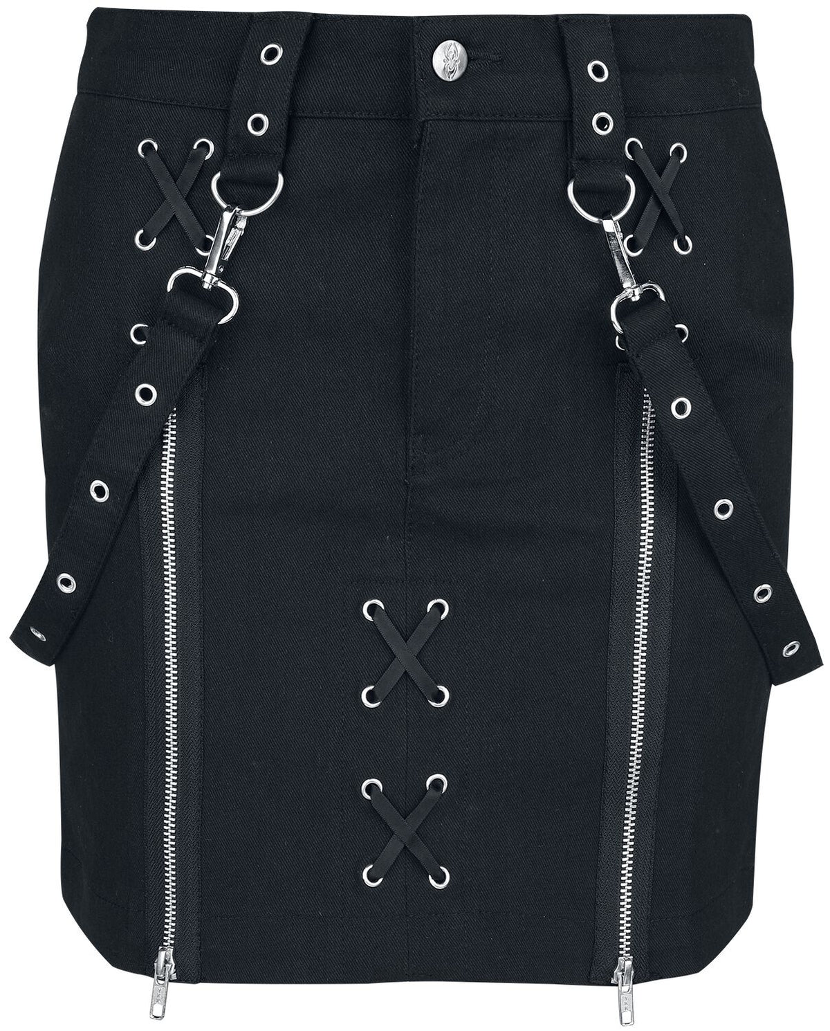 Jupe courte Gothic de Gothicana by EMP - Jupe avec Œillets & Sangles - S à XXL - pour Femme - noir - Gothicana by EMP
