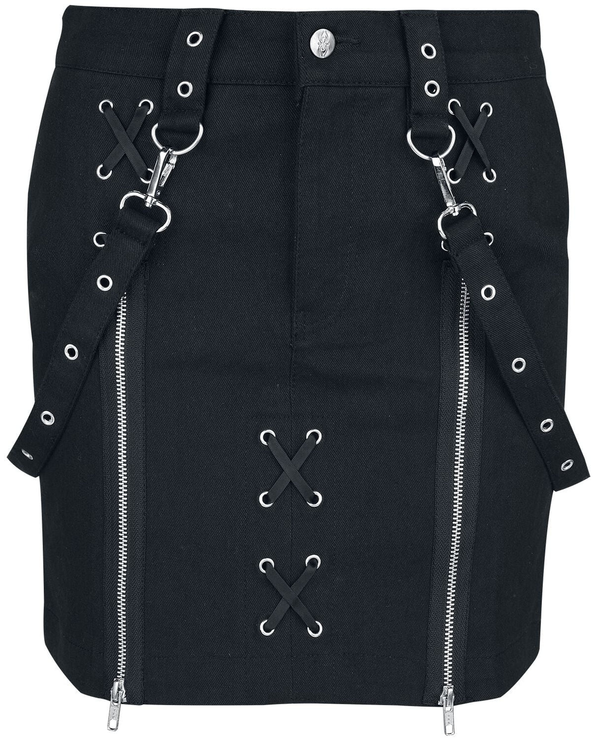 Jupe courte Gothic de Gothicana by EMP - Jupe avec Œillets & Sangles - S à XXL - pour Femme - noir - Gothicana by EMP