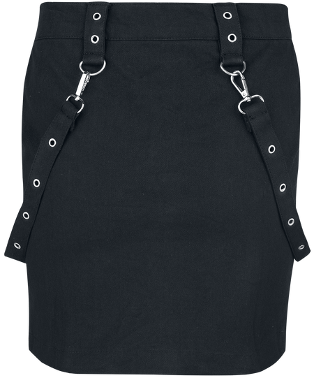 Jupe courte Gothic de Gothicana by EMP - Jupe avec Œillets & Sangles - S à XXL - pour Femme - noir - Gothicana by EMP - View 2