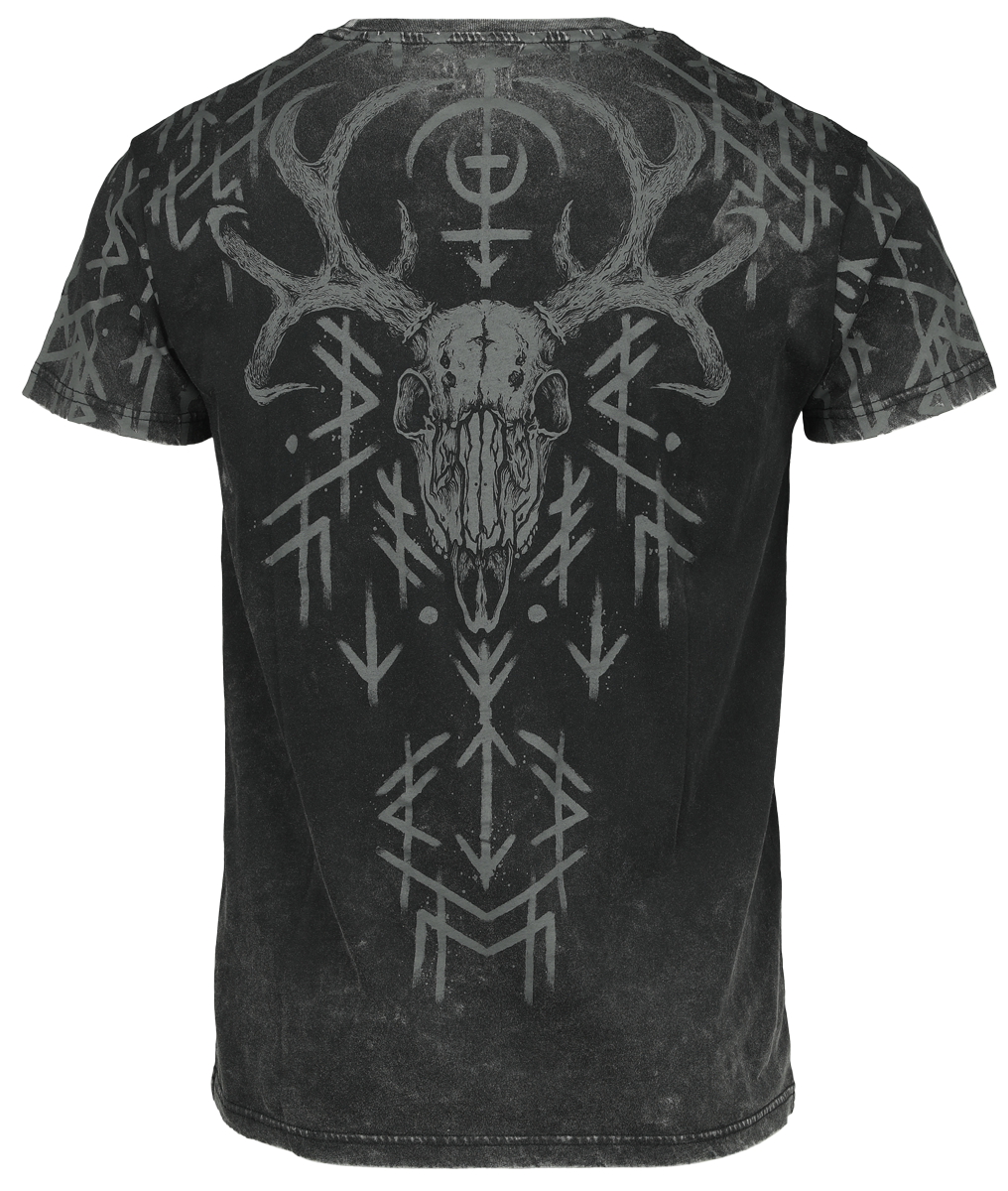 T-Shirt Manches courtes  de Black Premium by EMP - Black Washed T-Shirt With Runes And Skulls - M à XXL - pour Homme - noir - Black Premium by EMP - View 2