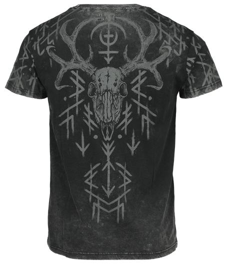 T-Shirt Manches courtes  de Black Premium by EMP - Black Washed T-Shirt With Runes And Skulls - M à XXL - pour Homme - noir - Black Premium by EMP - View 2