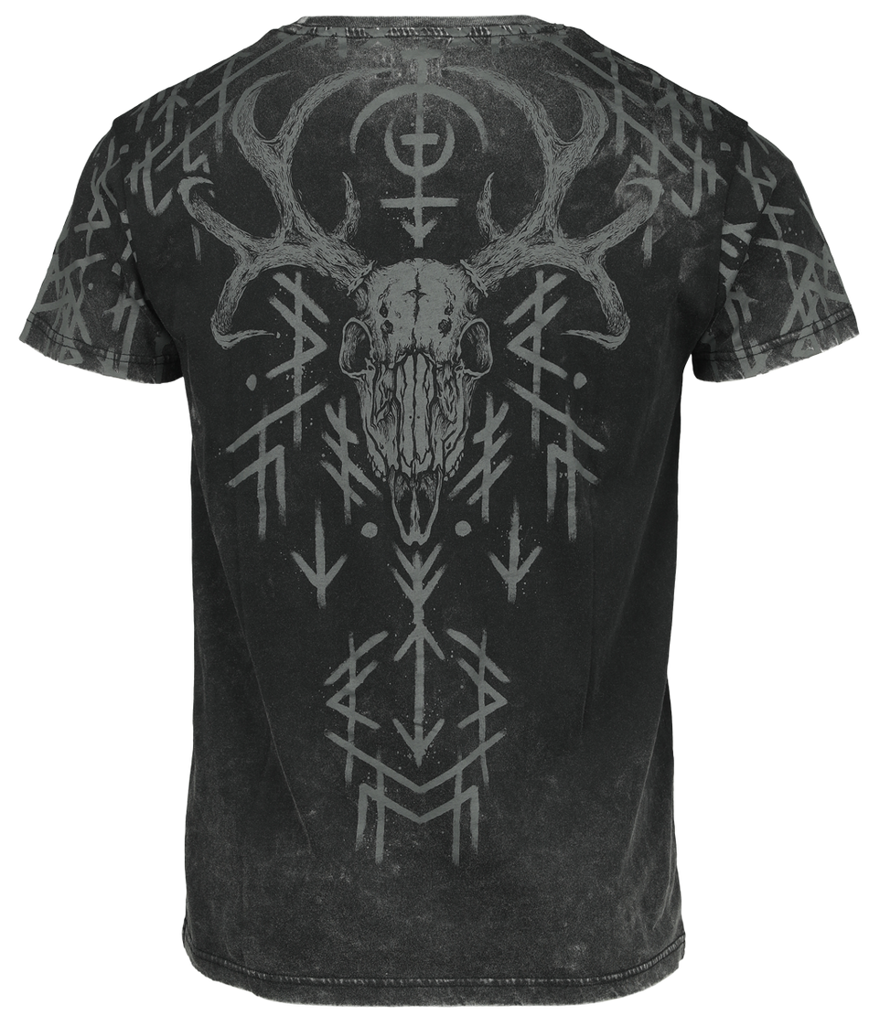 T-Shirt Manches courtes  de Black Premium by EMP - Black Washed T-Shirt With Runes And Skulls - M à XXL - pour Homme - noir - Black Premium by EMP - View 2