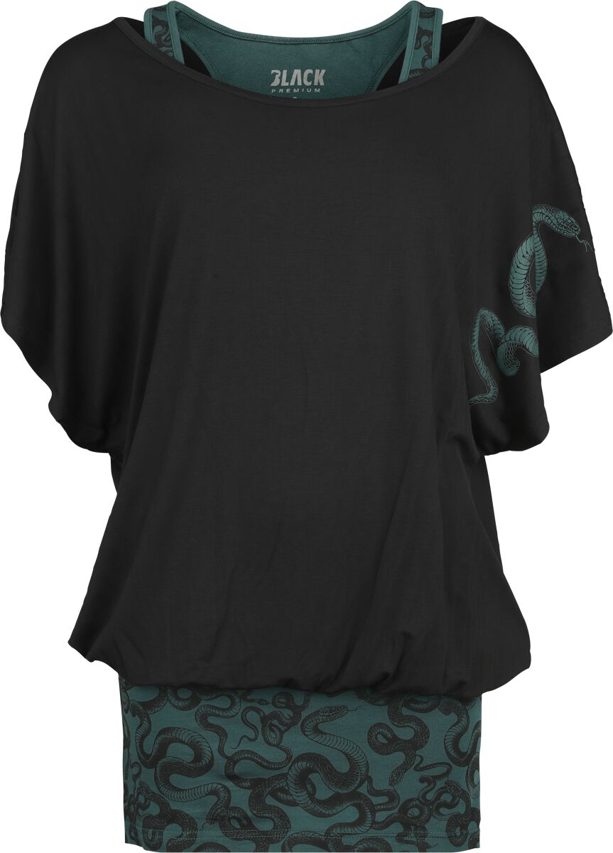 T-Shirt Manches courtes  de Black Premium by EMP - Robe 2-En-1 - Imprimé Serpent - S - pour Femme - noir - Black Premium by EMP